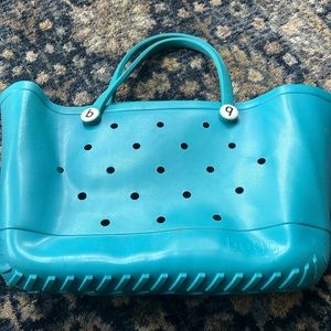 Bogg bag medium used some wear bogg beach bag teal blue